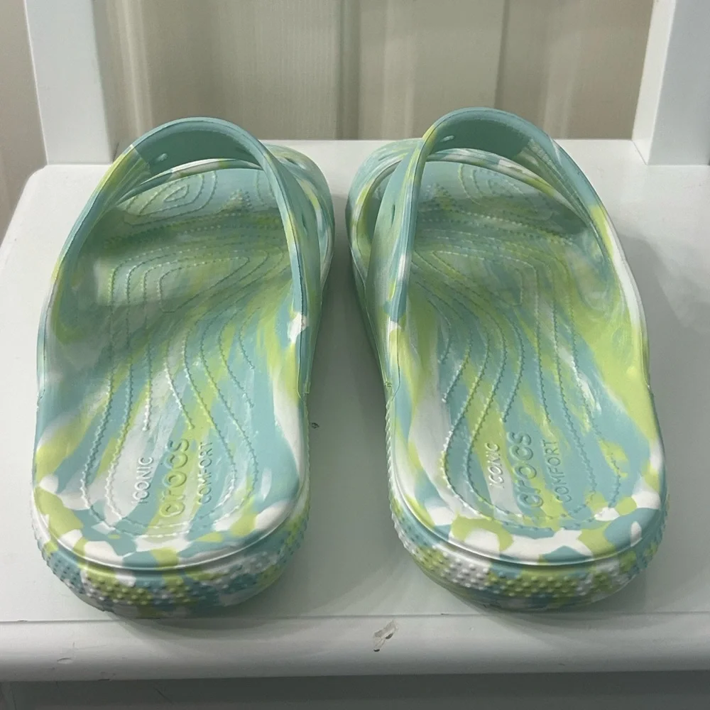 Crocs Classic Unisex Pure Water Marbled Slide Sandals Men’s 10 Women’s 12 - Picture 5 of 9